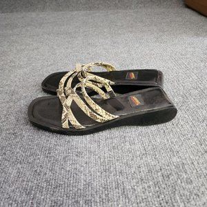Aerosol Sandals Womens Size 8 Faux Snake Strappy Square Heel New With Box Slides